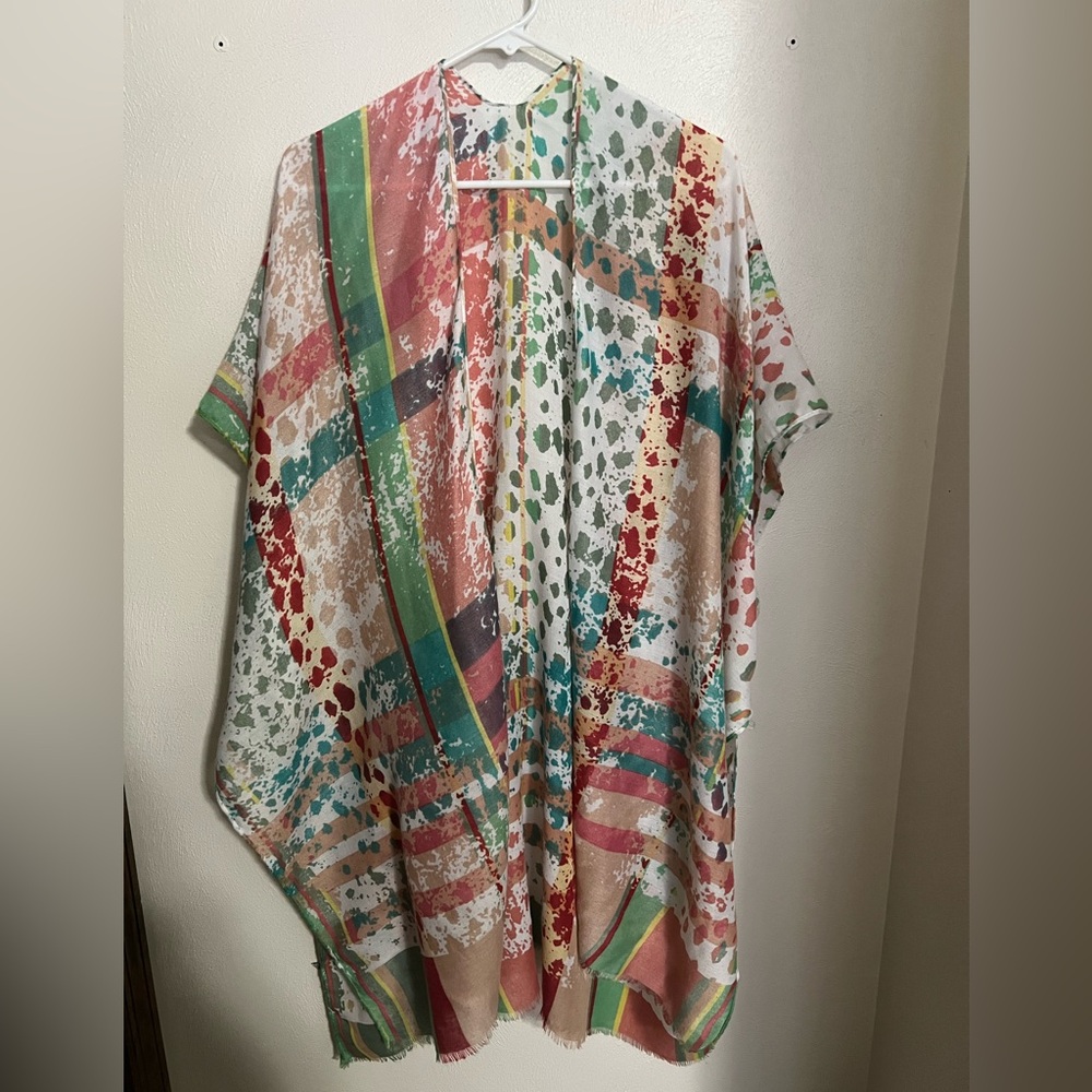 DO‎ EVERYTHING IN LOVE Colorful Abstract Layering Kimono 70's Style One Size EUC